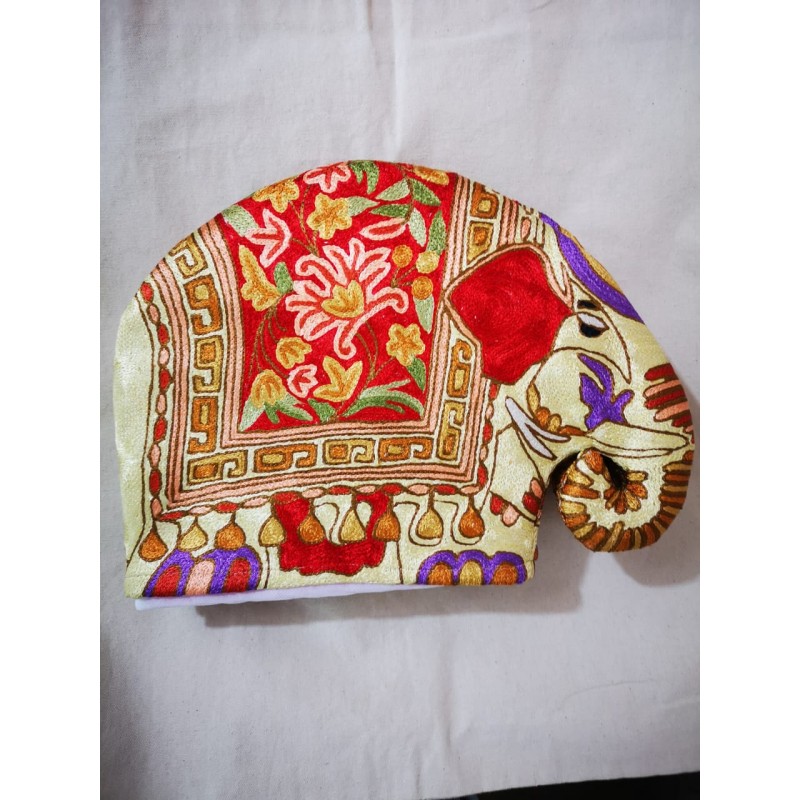 TeaCosy - Red silk thread work (Elephant shape)